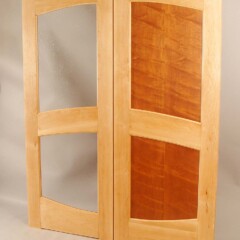 double wooden door with contrasting wood