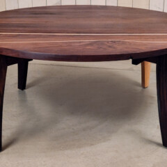 Round walnut coffee table