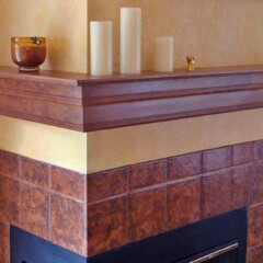 fireplace mantel with candles