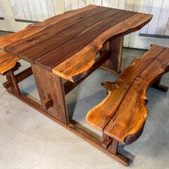 wood picnic bench with live edges