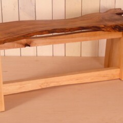 wood bench with spoon shape